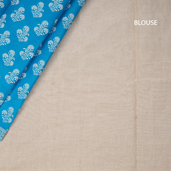Chanderi Cotton Blue Printed Saree 02
