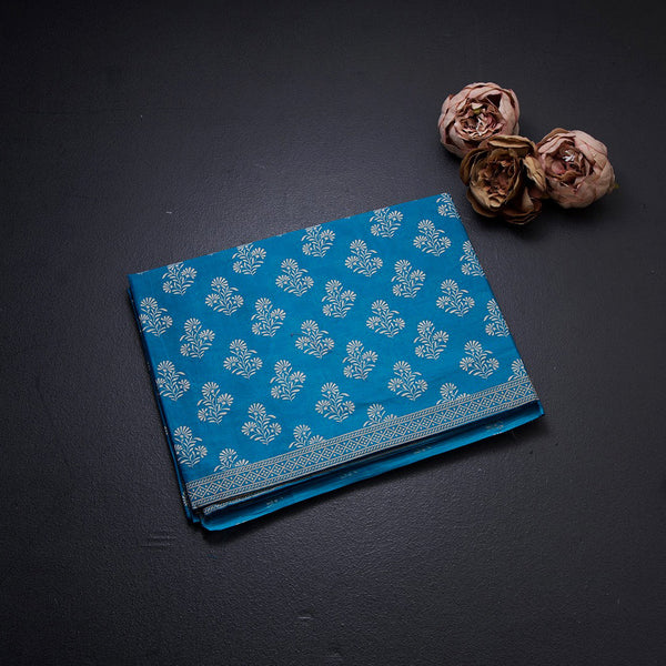 Chanderi Cotton Blue Printed Saree 02