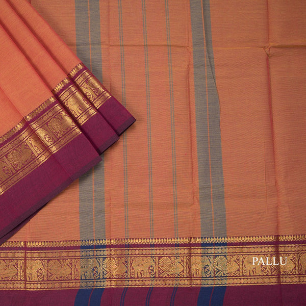 Chettinad Cotton Shot Colour Plain Saree With Zari Border Without Blouse 03
