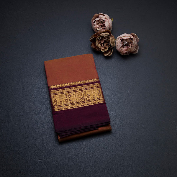 Chettinad Cotton Shot Colour Plain Saree With Zari Border Without Blouse 03