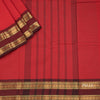 Chettinad Cotton Red Plain Saree With Rettapet Border Without Blouse