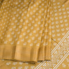 Semi Raw Silk Gold Printed With Zari Stripes Saree