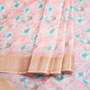Semi Raw Silk Baby Pink Printed With Zari Stripes Saree