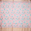 Semi Raw Silk Baby Pink Printed With Zari Stripes Saree
