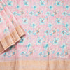 Semi Raw Silk Baby Pink Printed With Zari Stripes Saree
