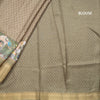 Semi Raw Silk Mehandi Green Printed With Zari Stripes Saree - Kumaran Silks