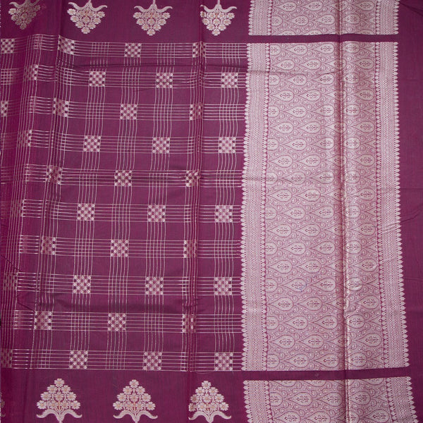 Semi Raw Silk Magenta Purple Zari Worked Saree
