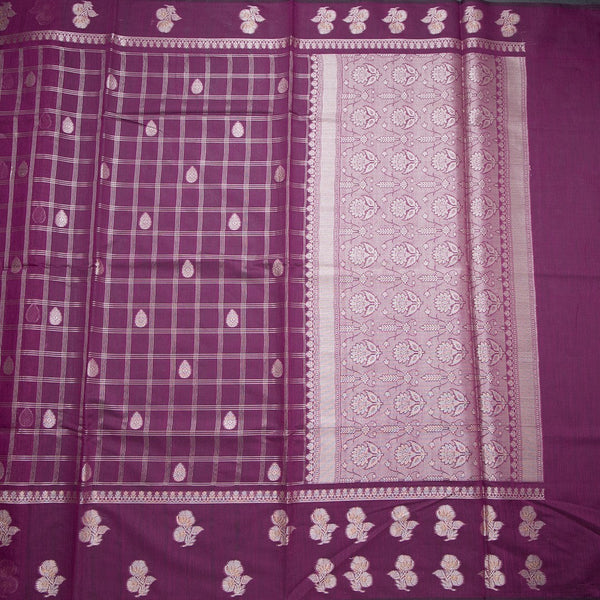 Semi Raw Silk Plum Purple Zari Worked Saree