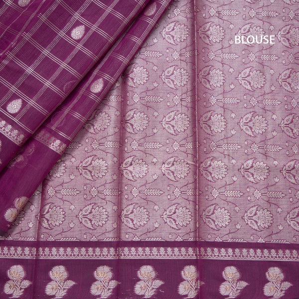 Semi Raw Silk Plum Purple Zari Worked Saree