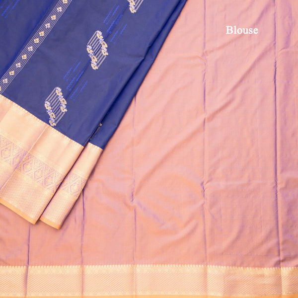 Semi Silk Ink Blue Zari Worked Saree