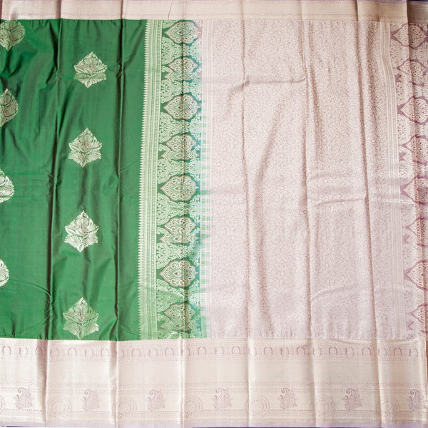 Semi Silk Green Zari Worked Saree 02