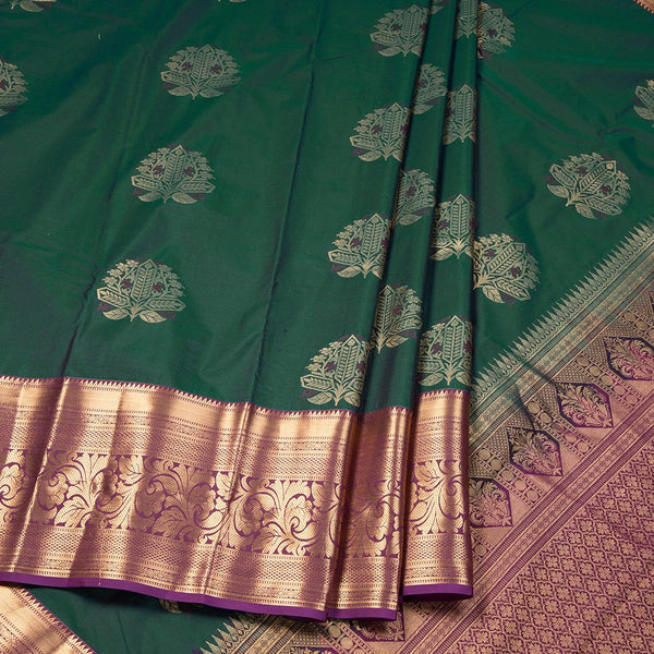 Semi Silk Bottle Green Zari Worked Saree