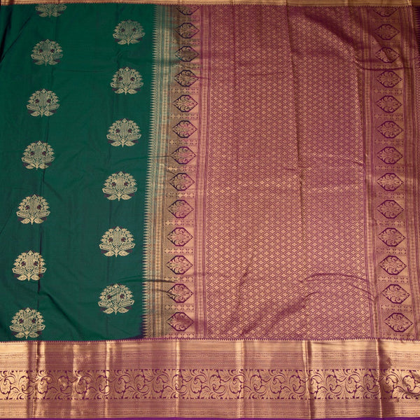 Semi Silk Bottle Green Zari Worked Saree
