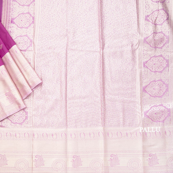 Semi Silk Magenta Purple Zari Worked Saree