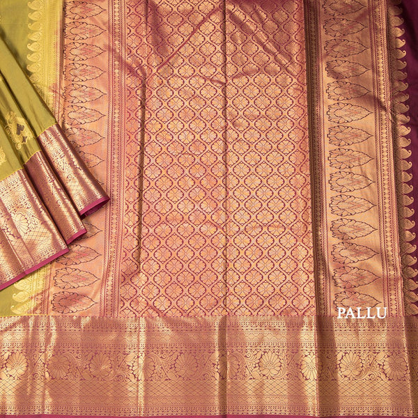 Semi Silk Lime Green Zari Worked Saree 02