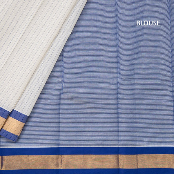 Poly Cotton Cream Stripes Printed Saree - Kumaran Silks