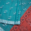 Poly Cotton Peacock Blue Printed Saree
