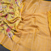 Pure Tussar Yellow Floral Printed Saree