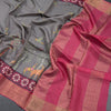 Pure Tussar Grey Printed Saree With Forest Design