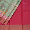 Pure Tussar Light Green Printed Saree With Forest Design