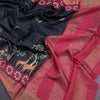 Pure Tussar Black Printed Saree With Forest Design