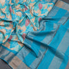 Pure Tussar Blue Leaf Printed Saree 02 - Kumaran Silks