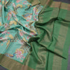 Pure Tussar Mint Green Printed Saree Peacock With Floral Design