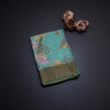 Pure Tussar Mint Green Printed Saree Peacock With Floral Design