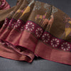 Pure Tussar Coffee Brown Printed Saree With Forest Design