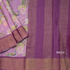 Pure Tussar Lavender Printed Saree Peacock With Floral Design