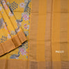 Pure Tussar Mango Yellow Printed Saree Peacock With Floral Design