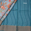 Pure Tussar Light Blue Printed Saree Fruit With Floral Design