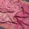 Pure Tussar Rose Pink Floral Printed Saree