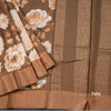 Pure Tussar Cinnamon Brown Floral Printed Saree 02