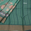 Pure Tussar Fern Green Floral Printed Saree
