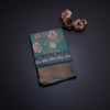 Pure Tussar Fern Green Floral Printed Saree