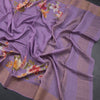 Pure Tussar Lavender Floral Printed Saree
