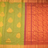 Silk Cotton Lime Green Zari Worked Saree