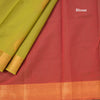 Silk Cotton Lime Green Zari Worked Saree