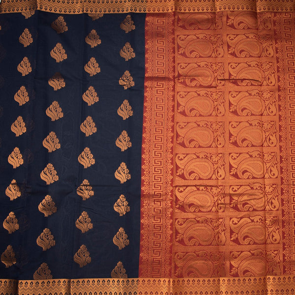 Silk Cotton Black Zari Worked Saree 07