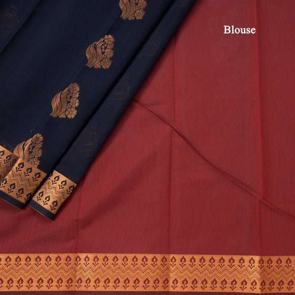 Silk Cotton Black Zari Worked Saree 07