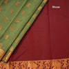 Silk Cotton Light Olive Green Zari Worked Saree