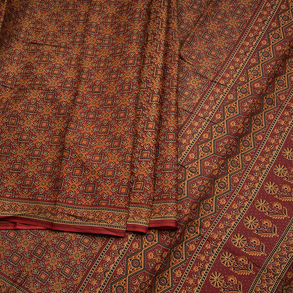 Chanderi Cotton Maroon Printed Saree 02