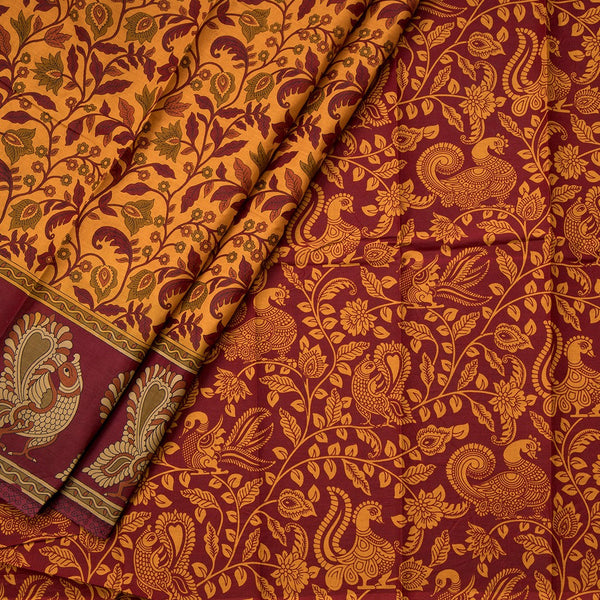 Chanderi Cotton Maroon Printed Saree 02