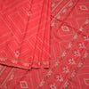 Chanderi Cotton Dark Peach Printed Saree