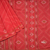 Chanderi Cotton Dark Peach Printed Saree