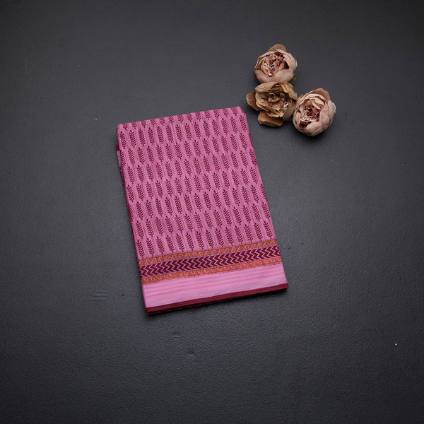 Chanderi Cotton Light Pink Printed Saree 02