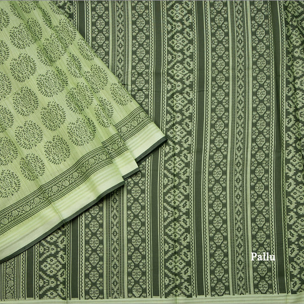 Chanderi Cotton Light Green Printed Saree 02