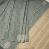 Semi Soft Silk Dark Green Thread Work Saree With Zari Buttas