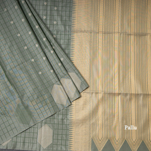 Semi Soft Silk Dark Green Thread Work Saree With Zari Buttas